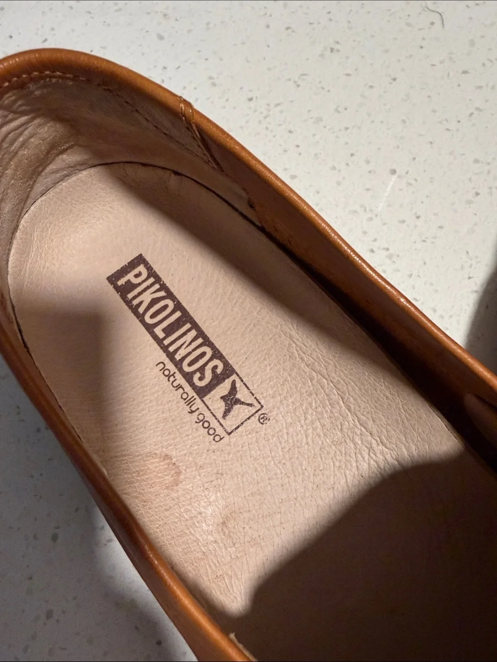 PIKOLINOS Tan Leather Slip-On Loafers with Multicolor Embroidery
